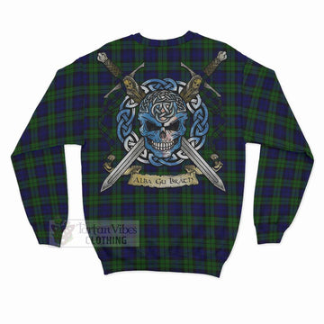 Campbell Tartan Sweatshirt with Family Crest Celtic Skull Style