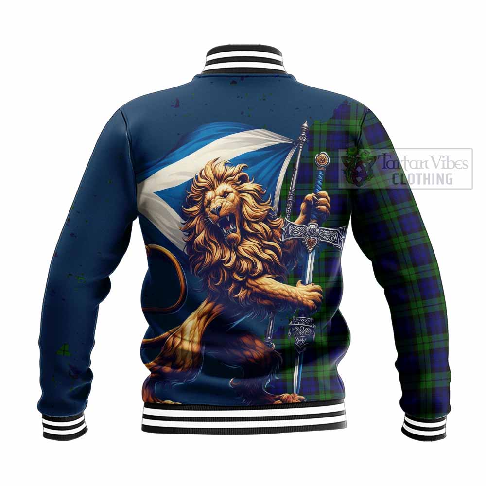 Tartan Vibes Clothing Campbell Tartan Family Crest Baseball Jacket with Scottish Majestic Lion