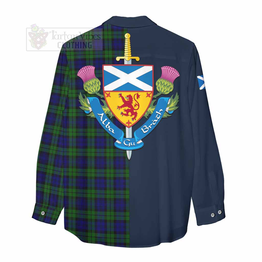 Tartan Vibes Clothing Campbell Tartan Women's Casual Shirt Alba with Scottish Lion Royal Arm Half Style