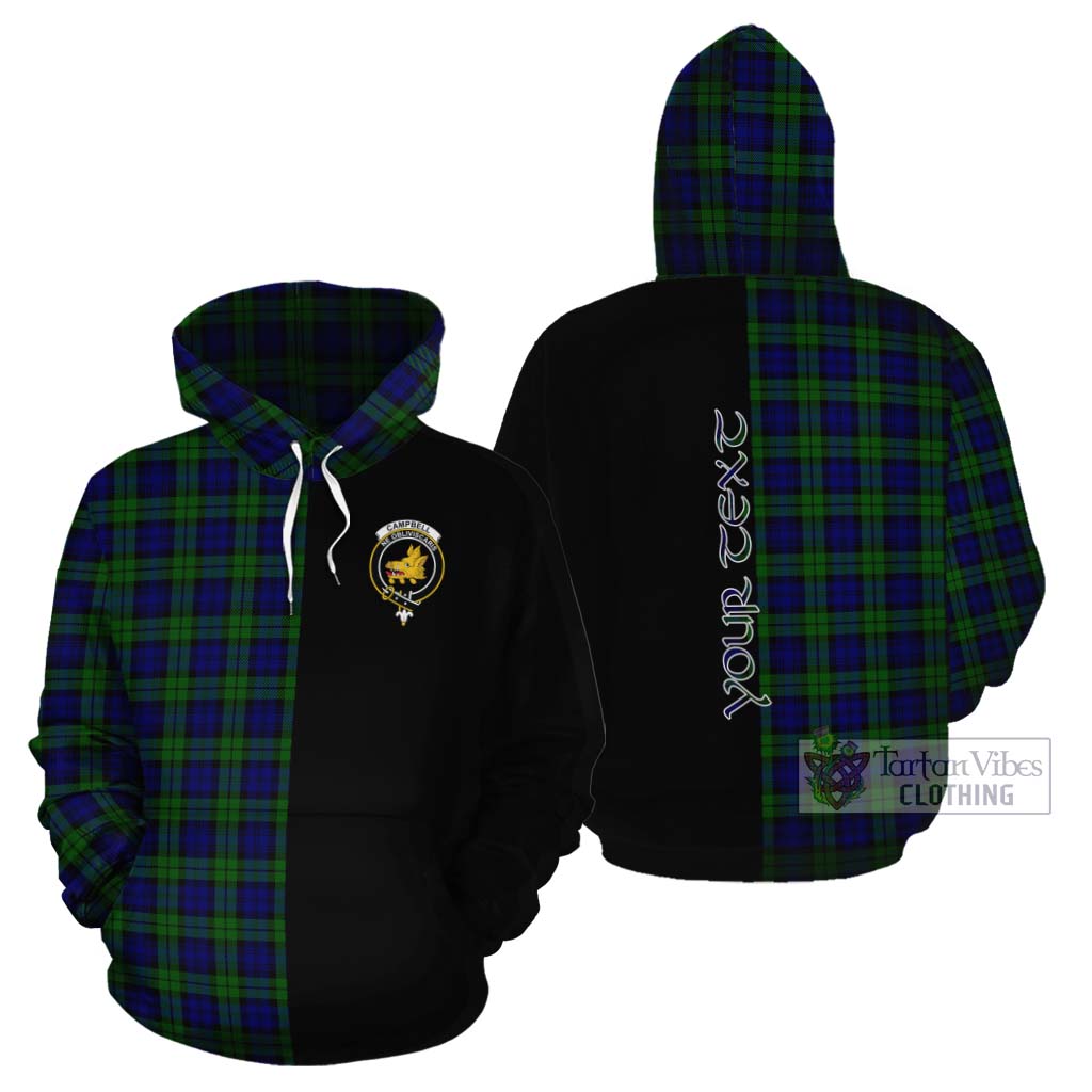 Tartan Vibes Clothing Campbell Tartan Cotton Hoodie with Family Crest and Half Of Me Style