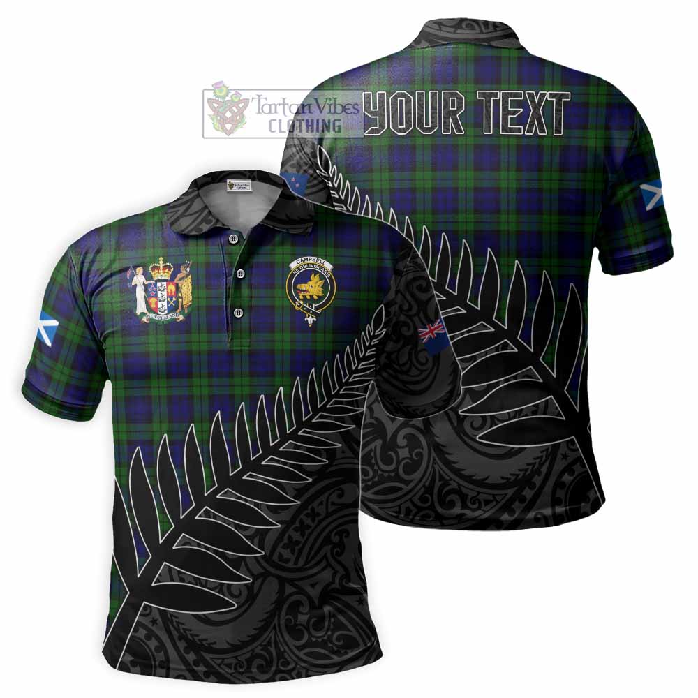 Campbell Crest Tartan Polo Shirt with New Zealand Silver Fern Half Style