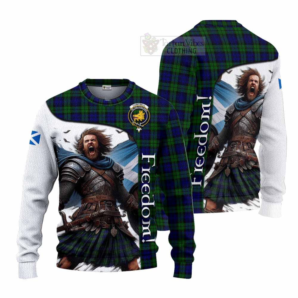 Tartan Vibes Clothing Campbell Crest Tartan Knitted Sweater Inspired by the Freedom of Scottish Warrior