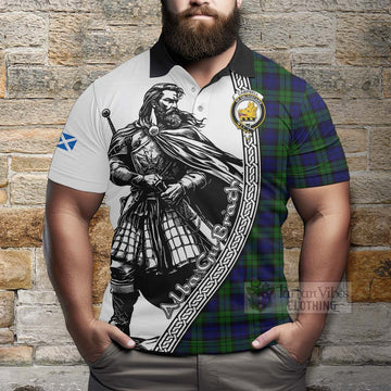 Tartan Vibes Clothing Campbell Tartan Clan Crest Polo Shirt with Highlander Warrior Celtic Style