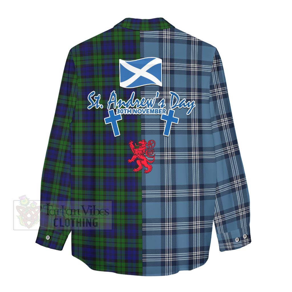 Tartan Vibes Clothing Campbell Tartan Women's Casual Shirt Happy St. Andrew's Day Half Tartan Style