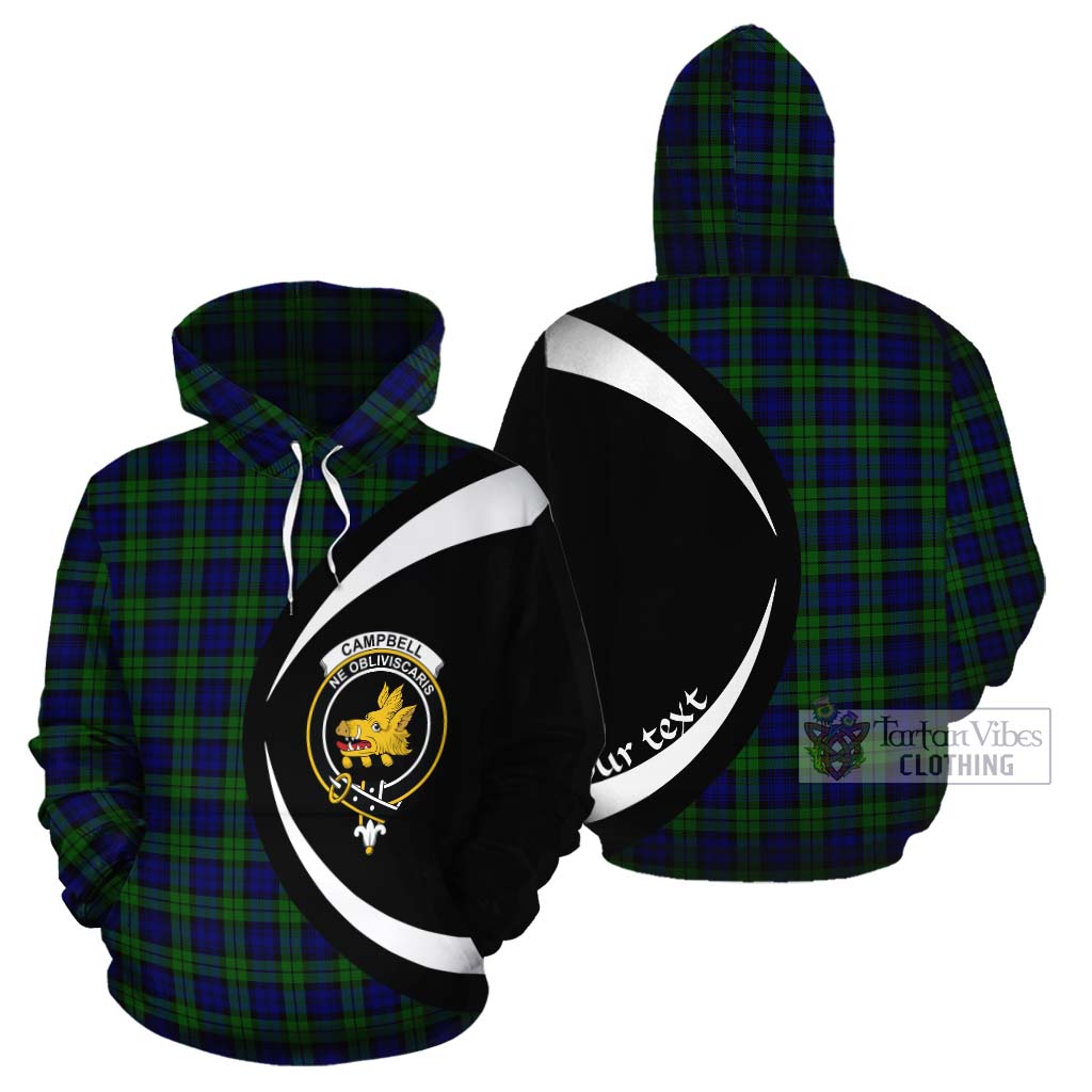 Tartan Vibes Clothing Campbell Tartan Cotton Hoodie with Family Crest Circle Style