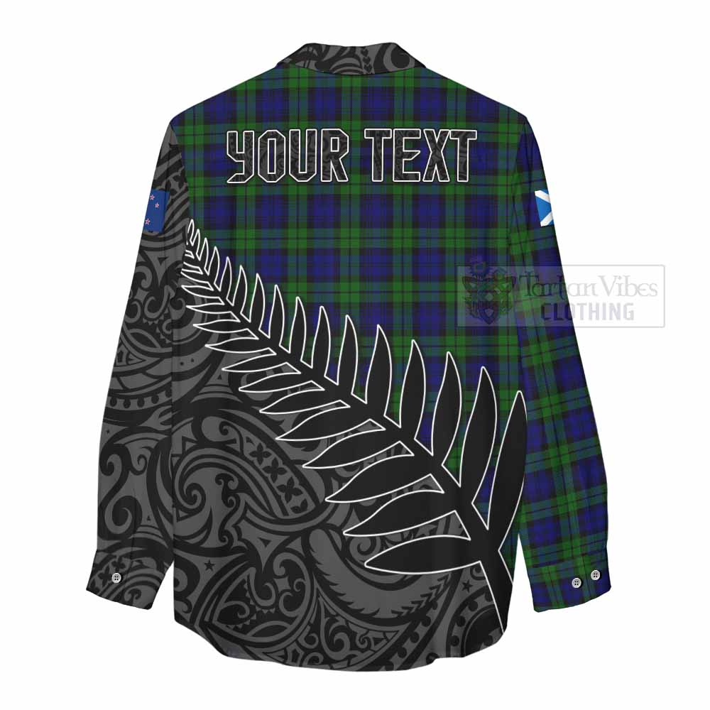 Tartan Vibes Clothing Campbell Crest Tartan Women's Casual Shirt with New Zealand Silver Fern Half Style