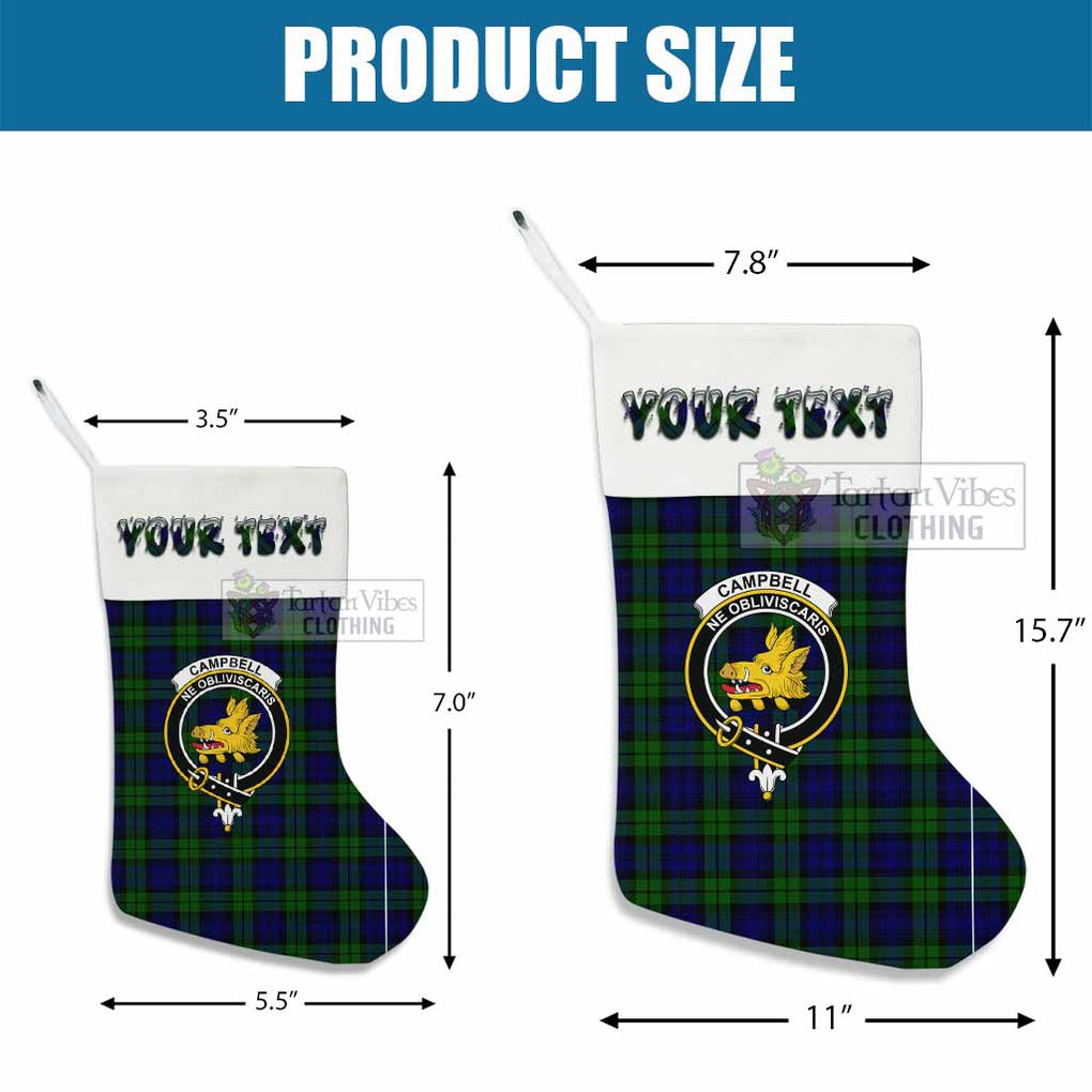 Tartan Vibes Clothing Campbell Tartan Family Crest Christmas Stocking with Personalized Text