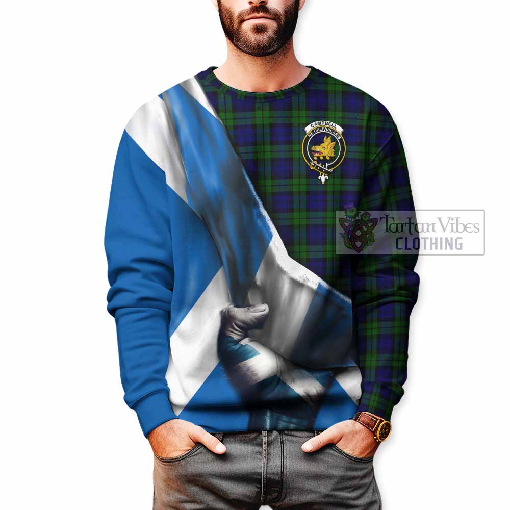 Tartan Vibes Clothing Campbell Tartan Sweatshirt with Family Crest Scotland Patriotic Style