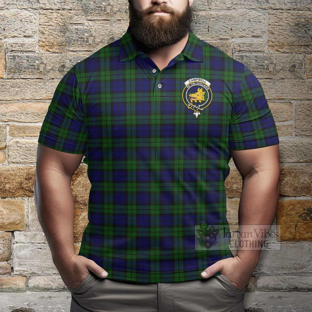 Tartan Vibes Clothing Campbell Tartan Polo Shirt with Family Crest Celtic Skull Style