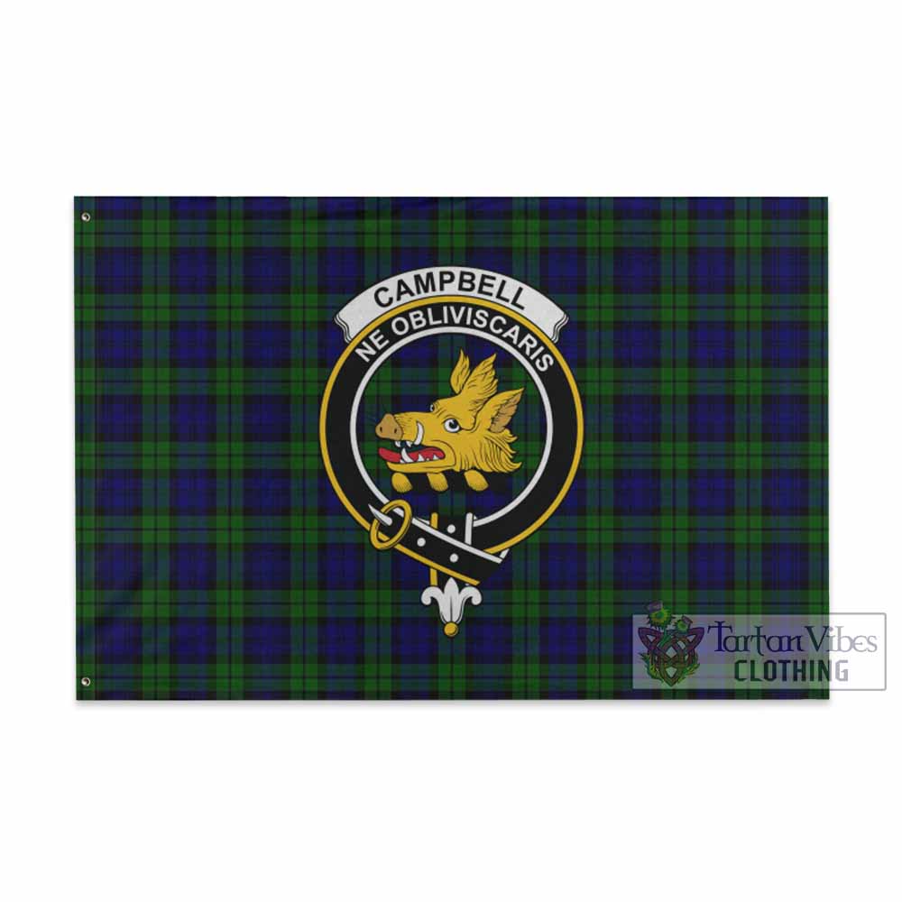 Tartan Vibes Clothing Campbell Tartan House Flag with Family Crest