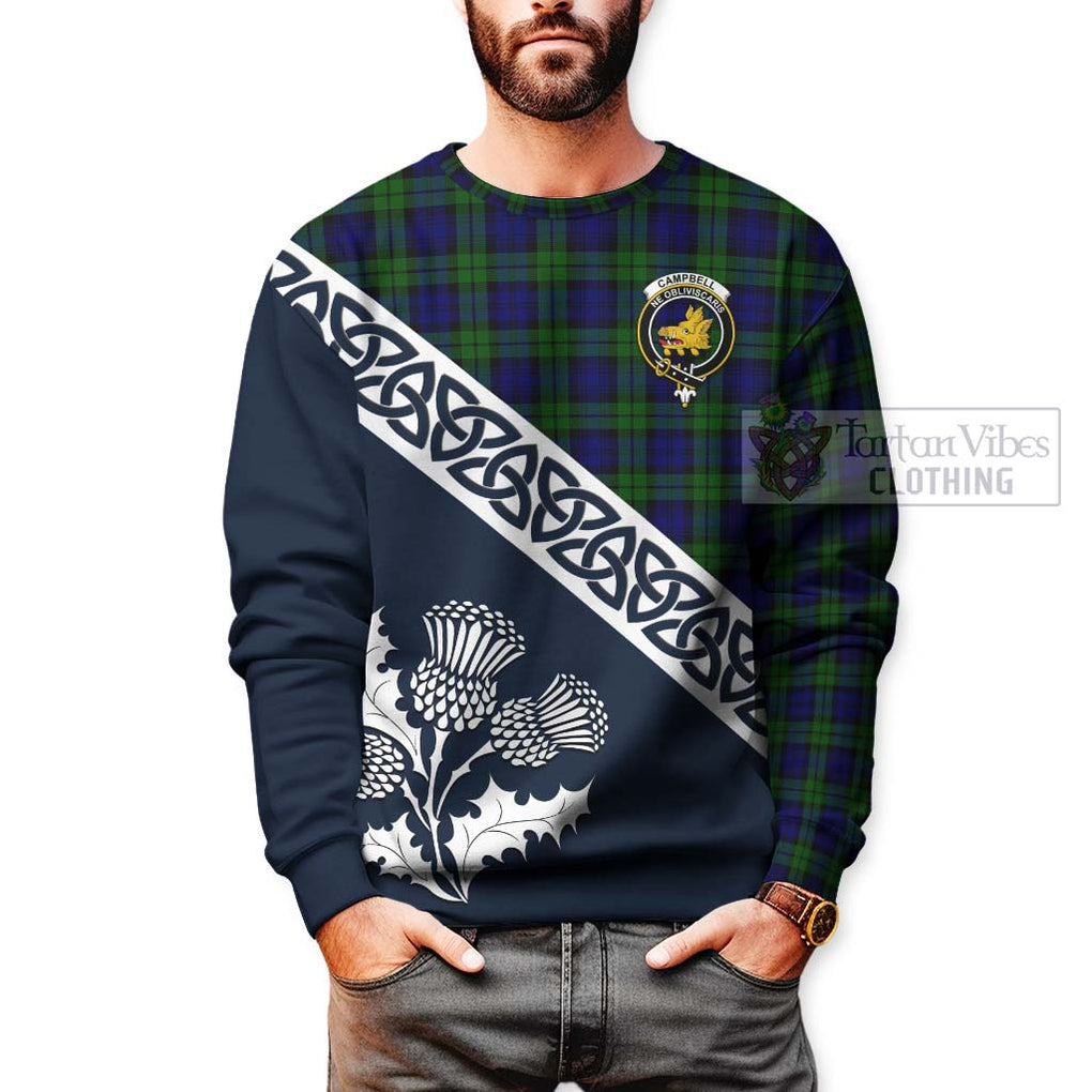 Tartan Vibes Clothing Campbell Tartan Sweatshirt Featuring Thistle and Scotland Map