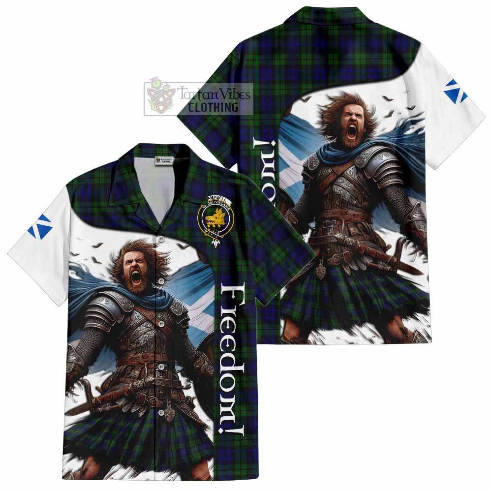 Tartan Vibes Clothing Campbell Crest Tartan Short Sleeve Button Shirt Inspired by the Freedom of Scottish Warrior