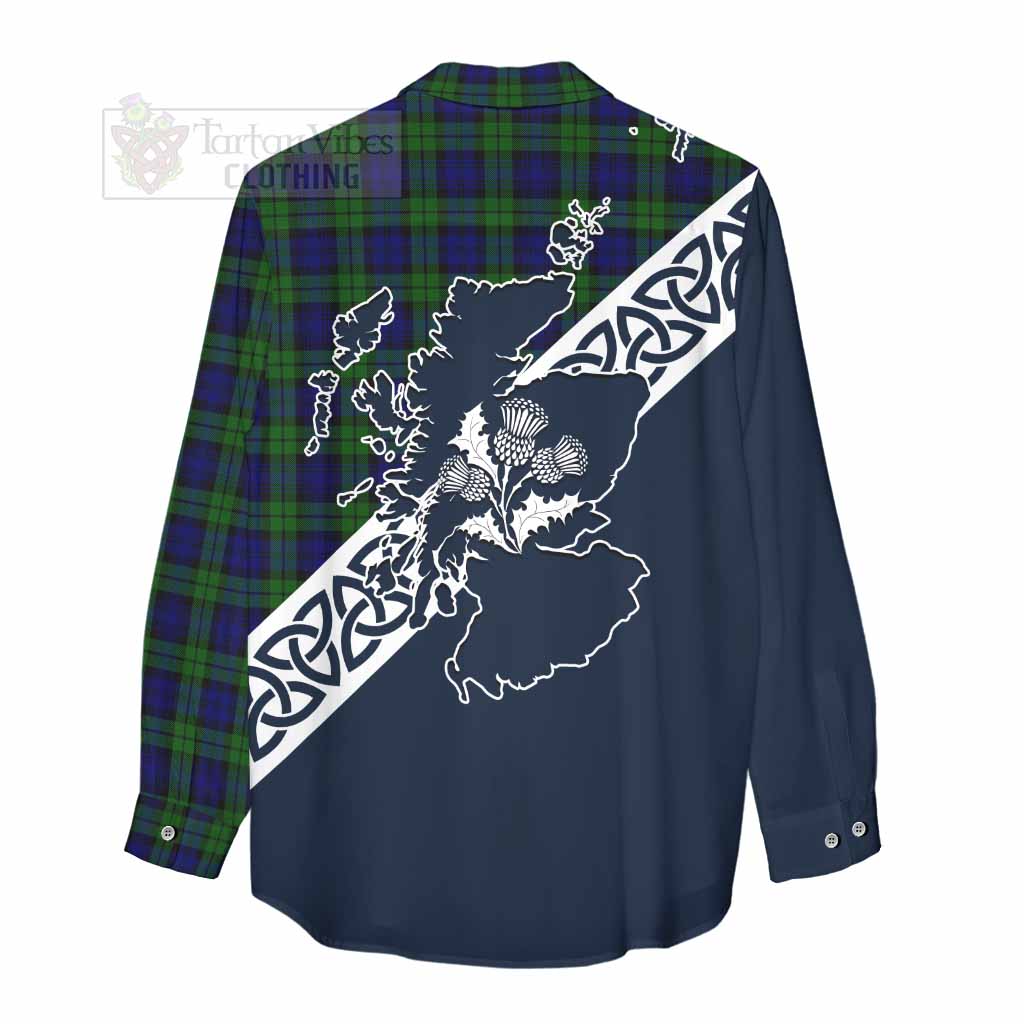 Tartan Vibes Clothing Campbell Tartan Women's Casual Shirt Featuring Thistle and Scotland Map