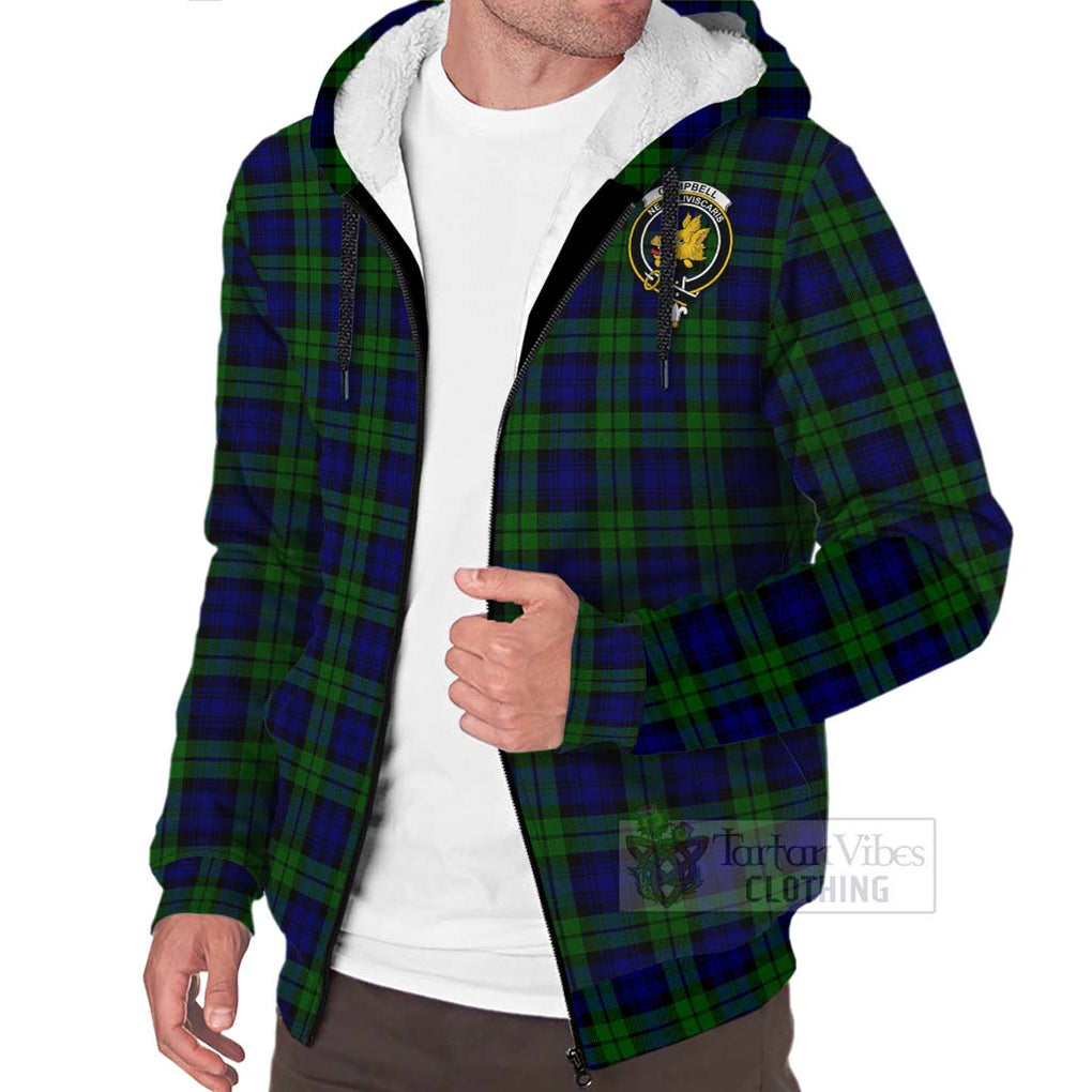 Tartan Vibes Clothing Campbell Tartan Sherpa Hoodie with Family Crest Celtic Skull Style