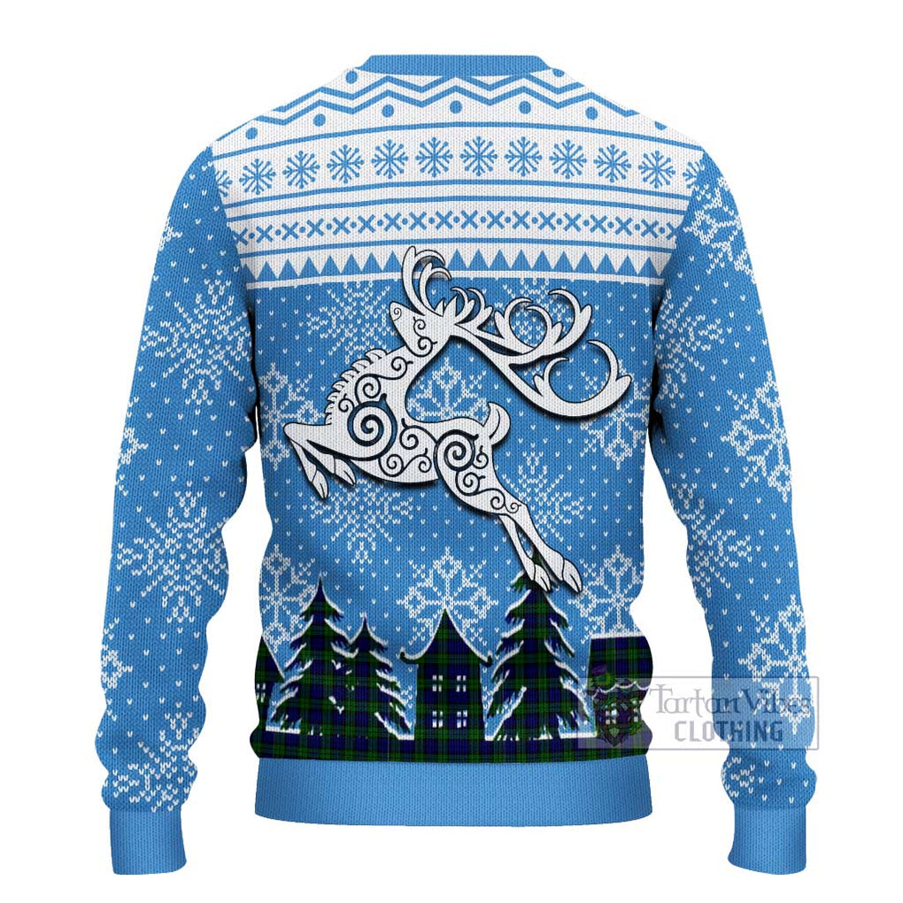 Tartan Vibes Clothing Campbell Clan Christmas Ugly Sweater with Tartan and Celtic Raindeer Style