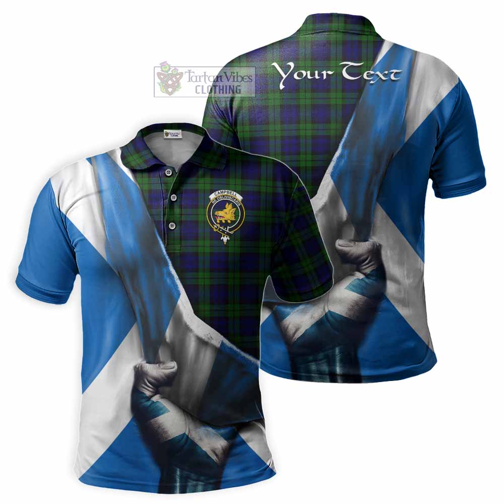 Tartan Vibes Clothing Campbell Tartan Polo Shirt with Family Crest Scotland Patriotic Style