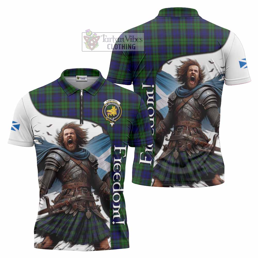 Tartan Vibes Clothing Campbell Crest Tartan Zipper Polo Shirt Inspired by the Freedom of Scottish Warrior