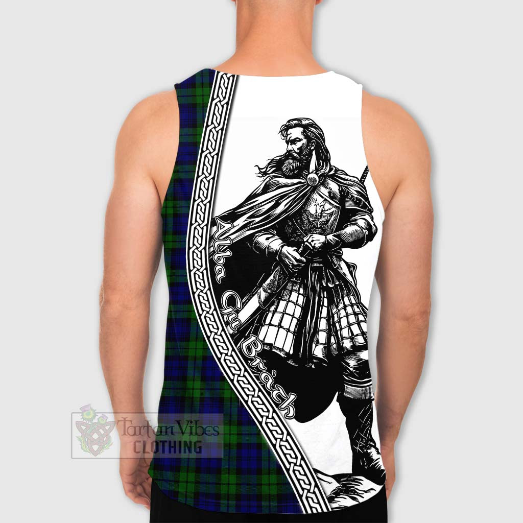 Tartan Vibes Clothing Campbell Tartan Clan Crest Men's Tank Top with Highlander Warrior Celtic Style