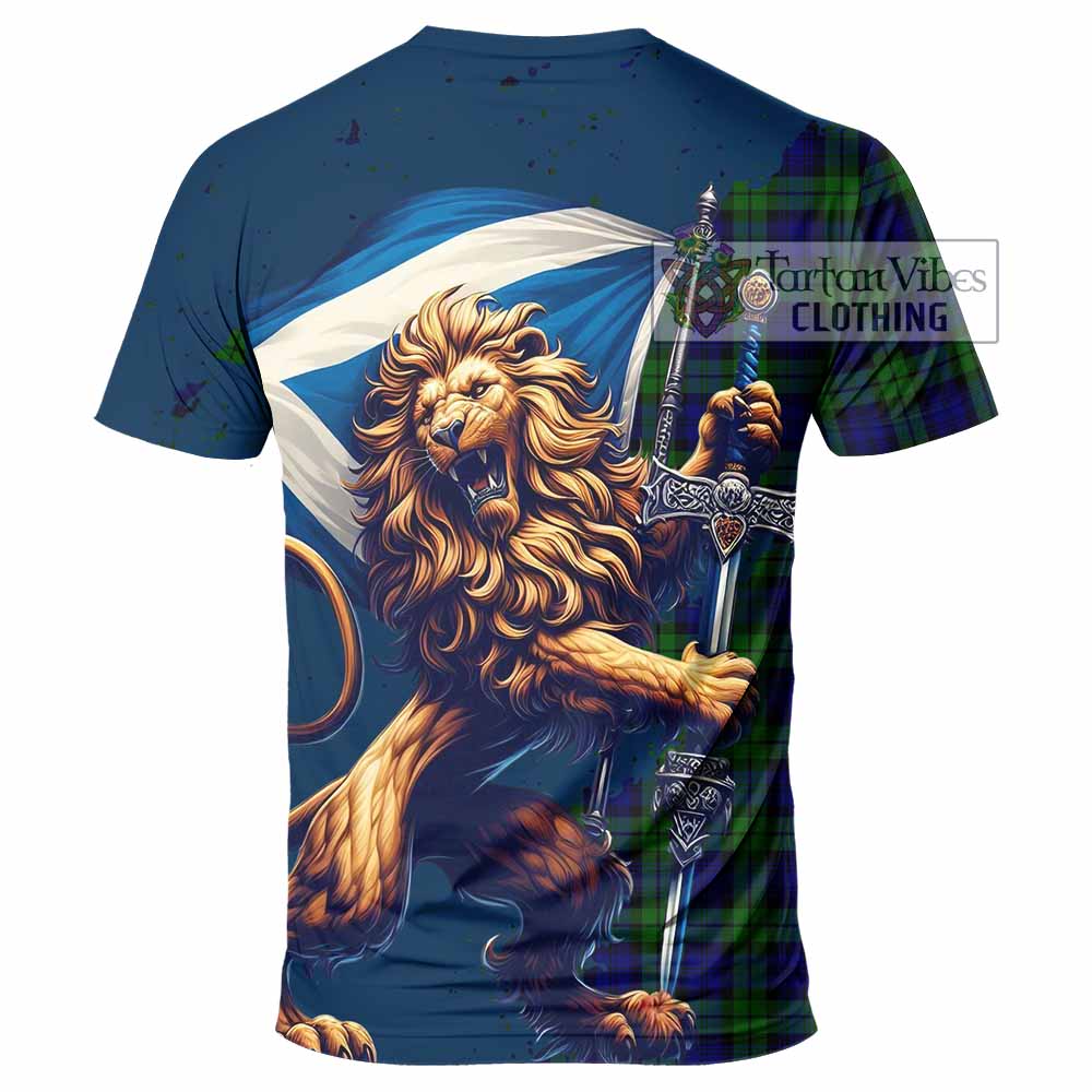 Tartan Vibes Clothing Campbell Tartan Family Crest T-Shirt with Scottish Majestic Lion