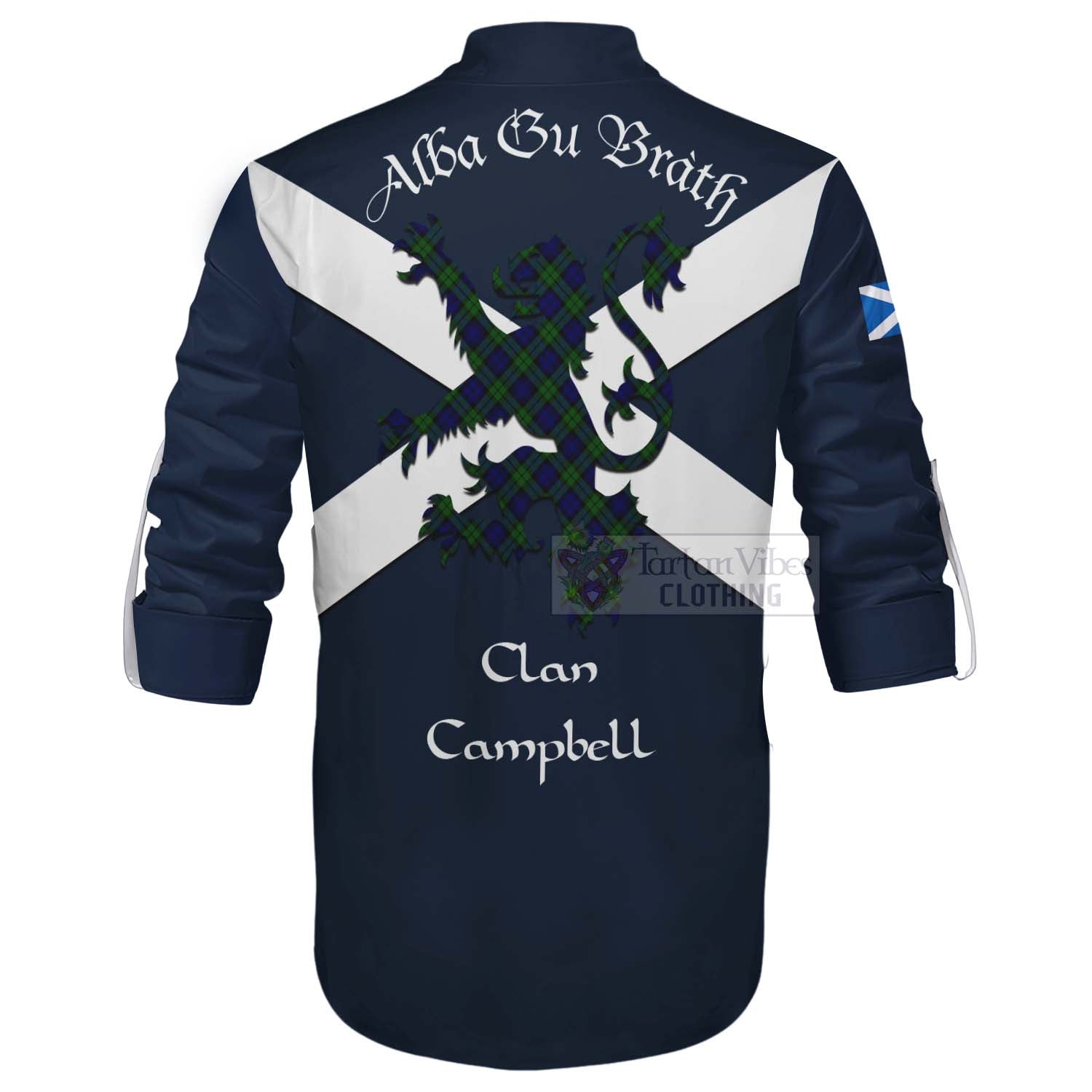 Tartan Vibes Clothing Campbell Tartan Lion Rampant Ghillie Kilt Shirt Proudly Display Your Heritage with Alba Gu Brath and Clan Name