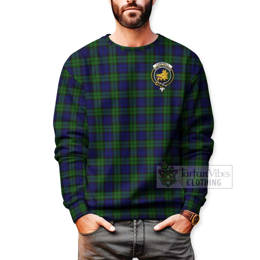 Tartan Vibes Clothing Campbell Tartan Sweatshirt with Family Crest Celtic Skull Style