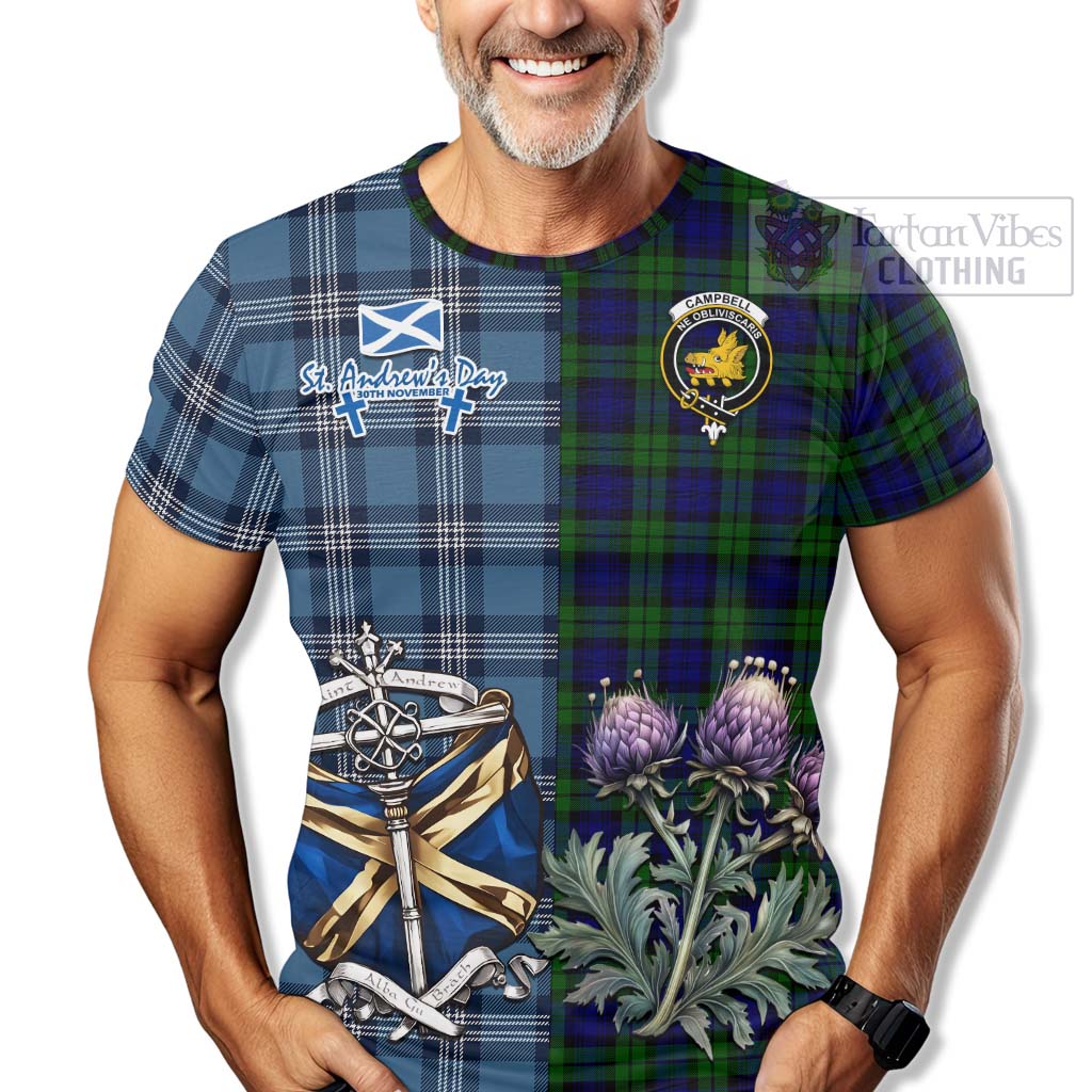 Tartan Vibes Clothing Campbell Tartan T-Shirt Happy St. Andrew's Day Half Tartan Style