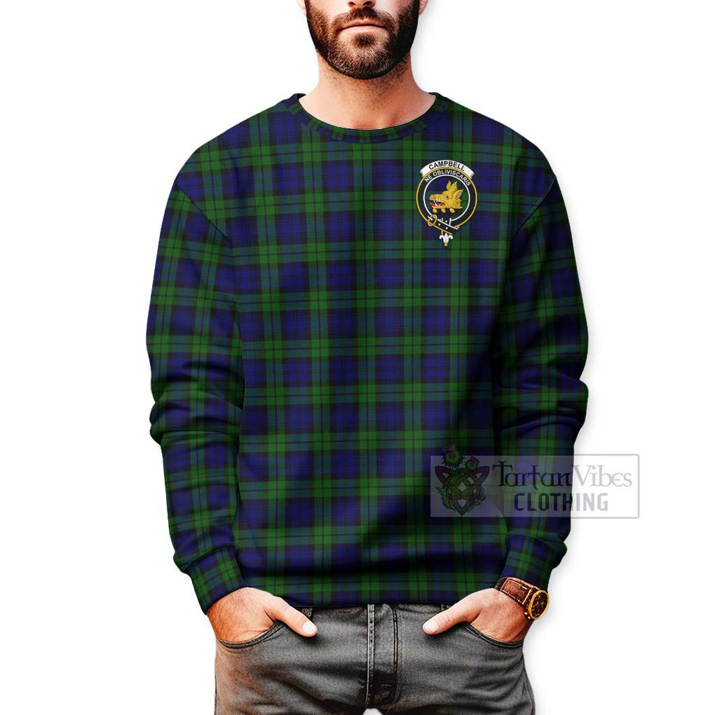 Tartan Vibes Clothing Campbell Tartan Sweatshirt with Family Crest and Bearded Skull Holding Bottles of Whiskey