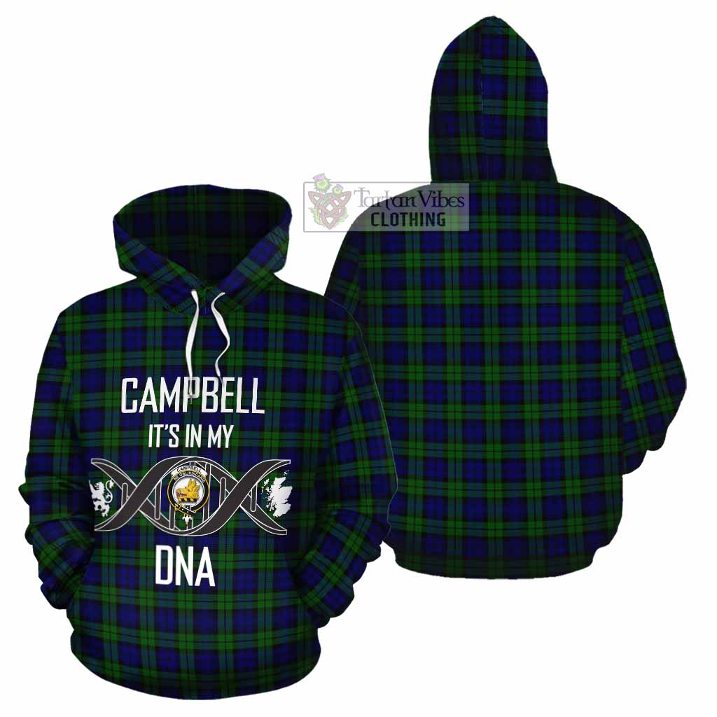 Tartan Vibes Clothing Campbell Tartan Cotton Hoodie with Family Crest DNA In Me Style