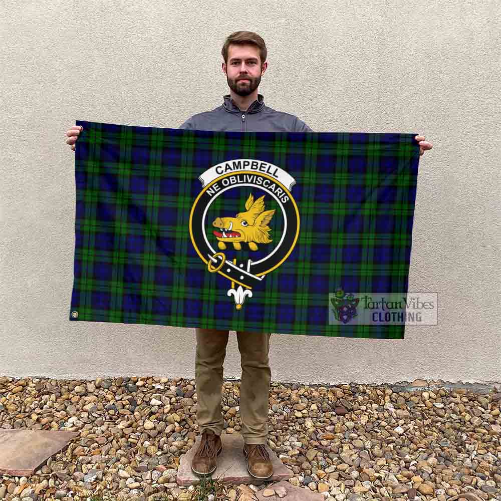 Tartan Vibes Clothing Campbell Tartan House Flag with Family Crest