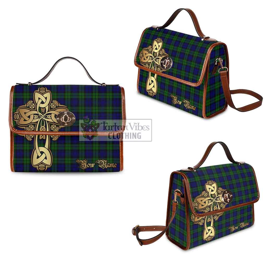 Tartan Vibes Clothing Campbell Tartan Waterproof Canvas Bag Golden Thistle Celtic Cross Style