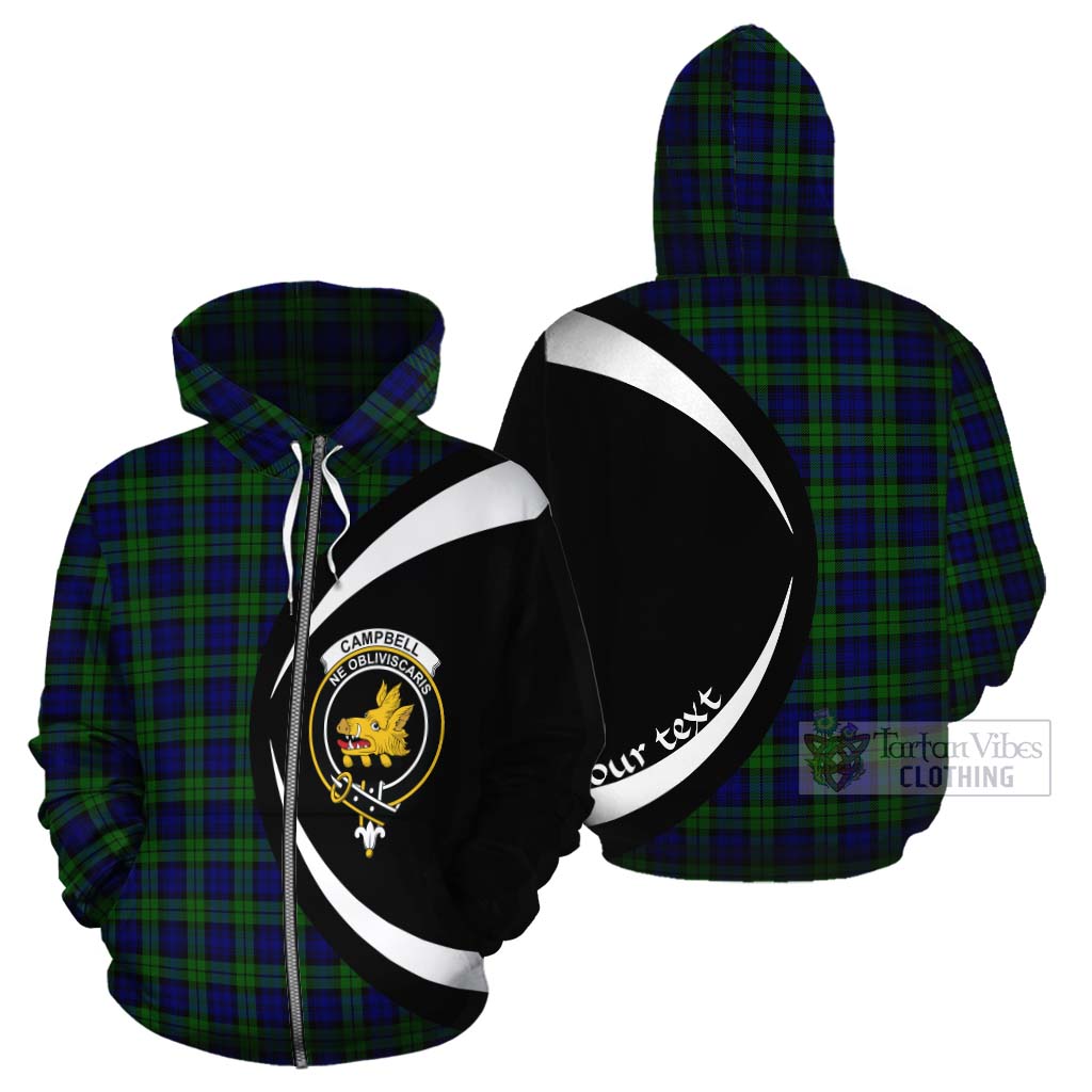 Tartan Vibes Clothing Campbell Tartan Cotton Hoodie with Family Crest Circle Style