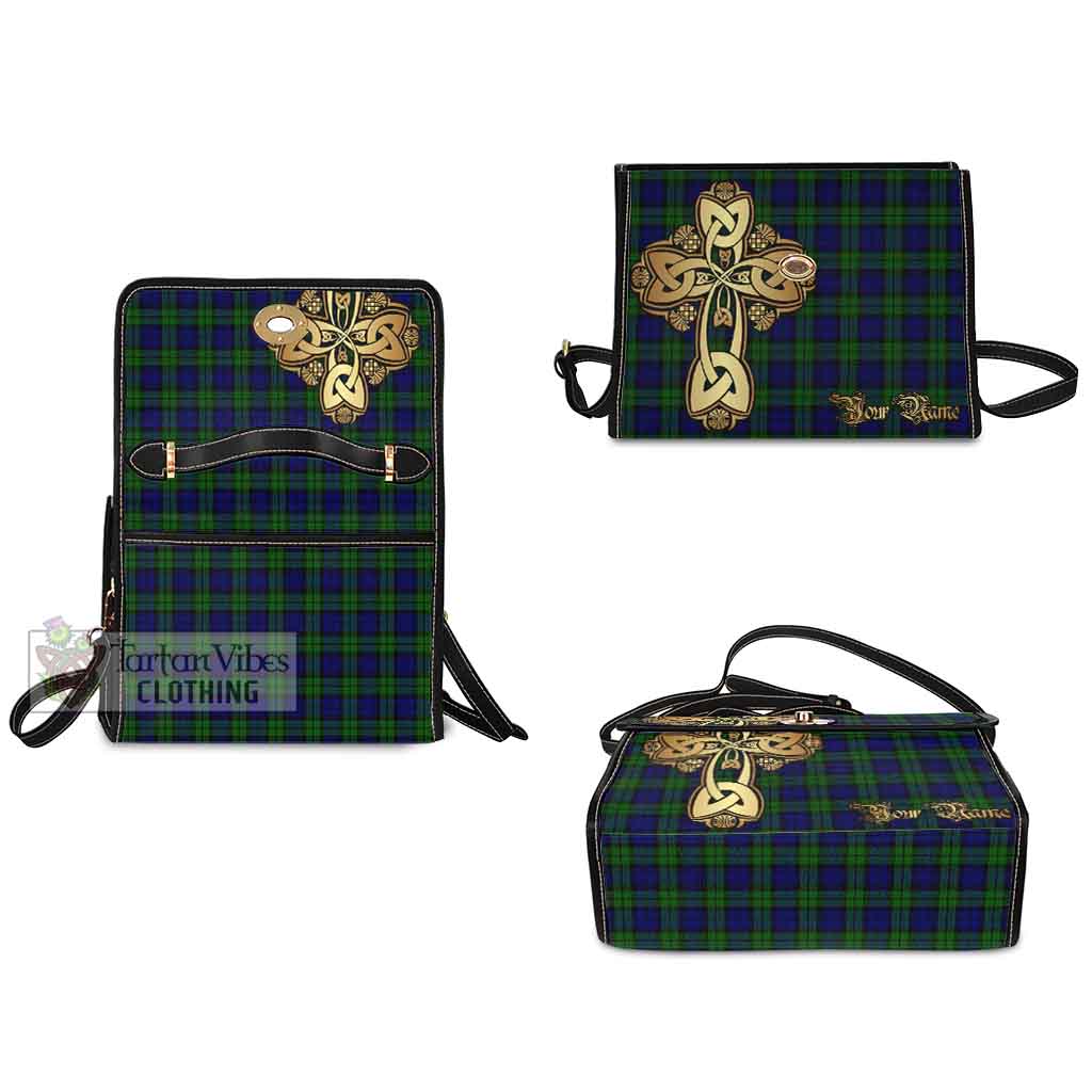 Tartan Vibes Clothing Campbell Tartan Waterproof Canvas Bag Golden Thistle Celtic Cross Style