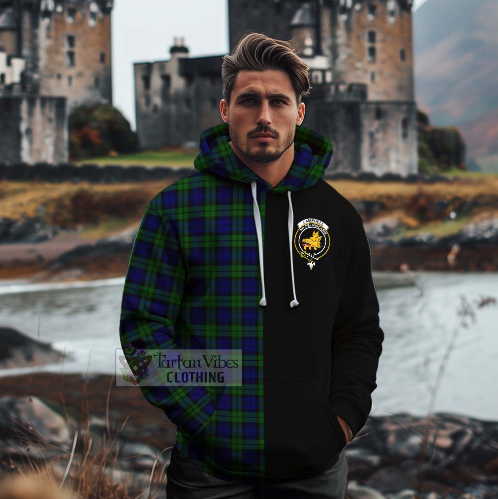 Tartan Vibes Clothing Campbell Tartan Cotton Hoodie with Family Crest and Half Of Me Style