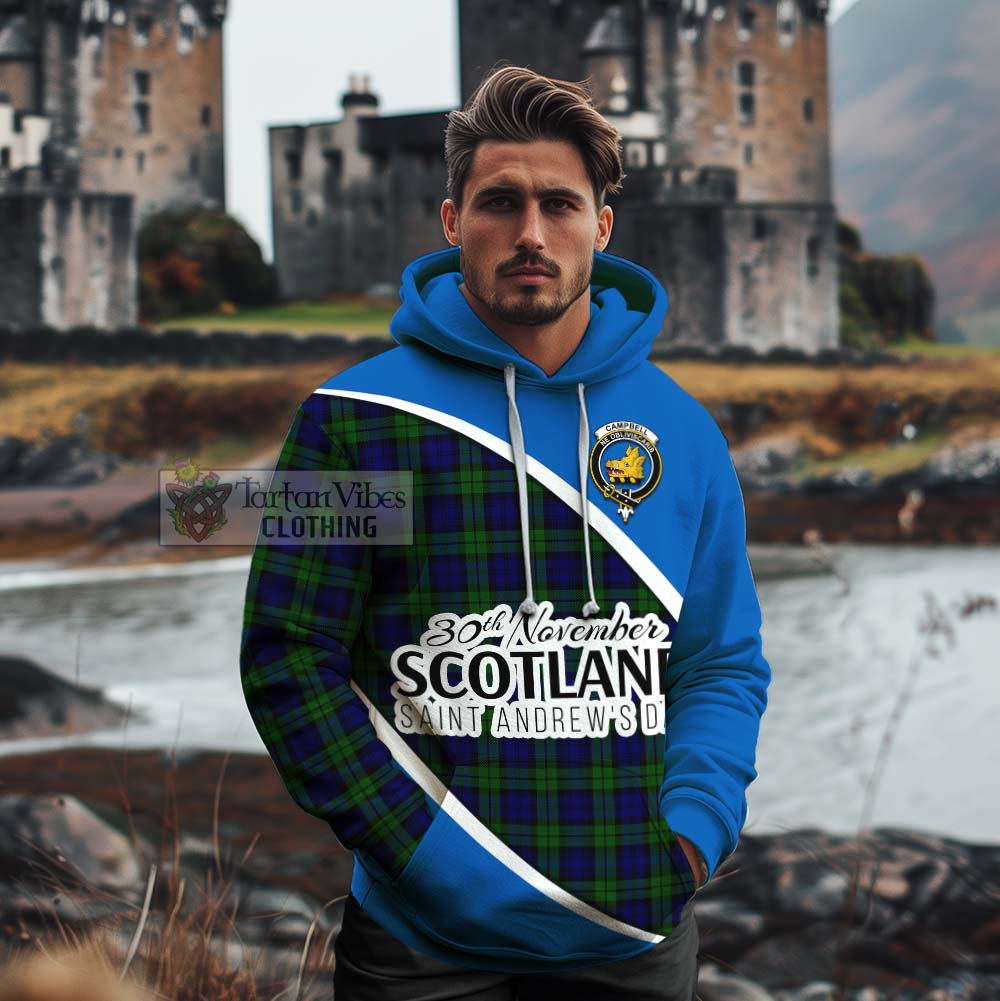 Tartan Vibes Clothing Campbell Family Crest Tartan Cotton Hoodie Celebrate Saint Andrew's Day in Style