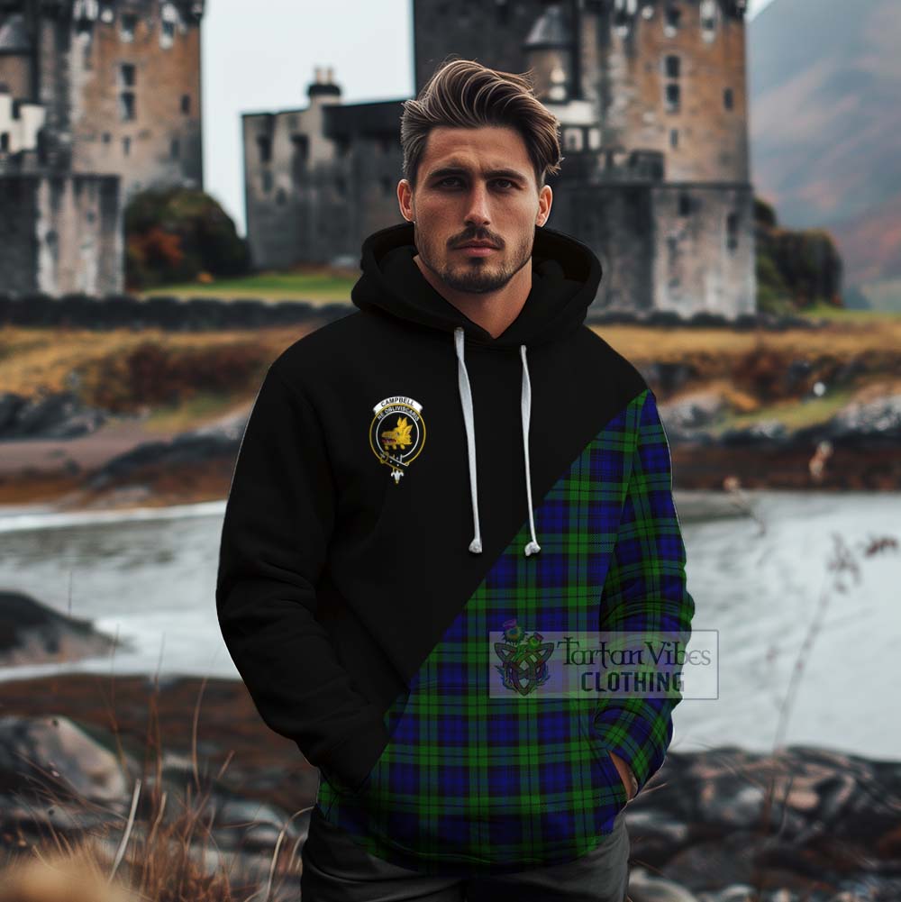 Tartan Vibes Clothing Campbell Tartan Cotton Hoodie with Family Crest and Military Logo Style