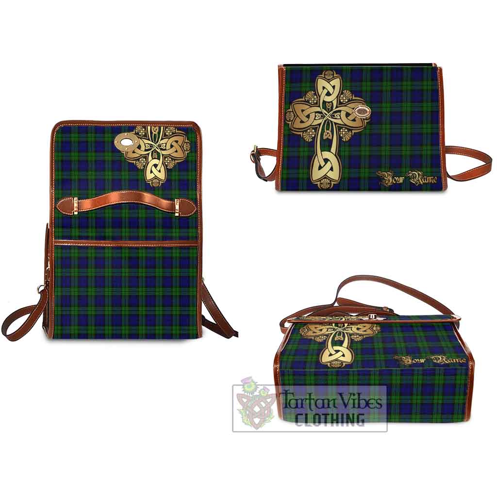 Tartan Vibes Clothing Campbell Tartan Waterproof Canvas Bag Golden Thistle Celtic Cross Style