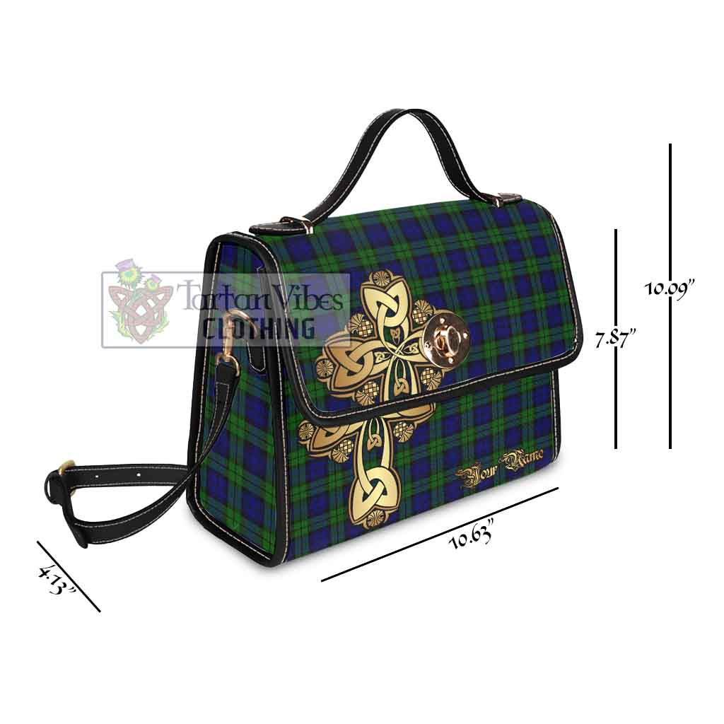 Tartan Vibes Clothing Campbell Tartan Waterproof Canvas Bag Golden Thistle Celtic Cross Style