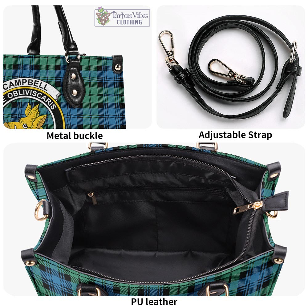 Tartan Vibes Clothing Campbell Ancient 01 Tartan Luxury Leather Handbags with Family Crest