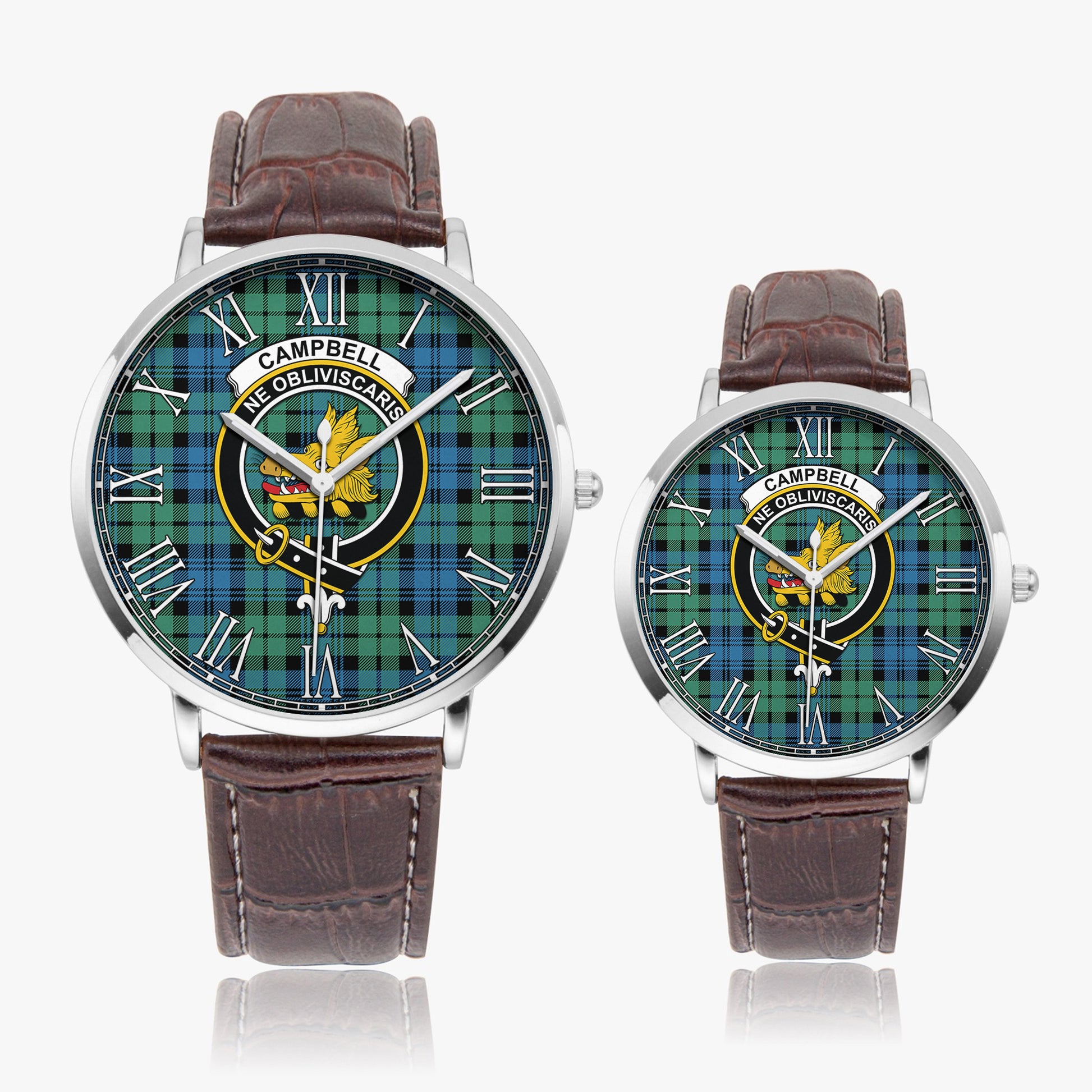 Campbell Ancient 01 Tartan Family Crest Leather Strap Quartz Watch - Tartanvibesclothing