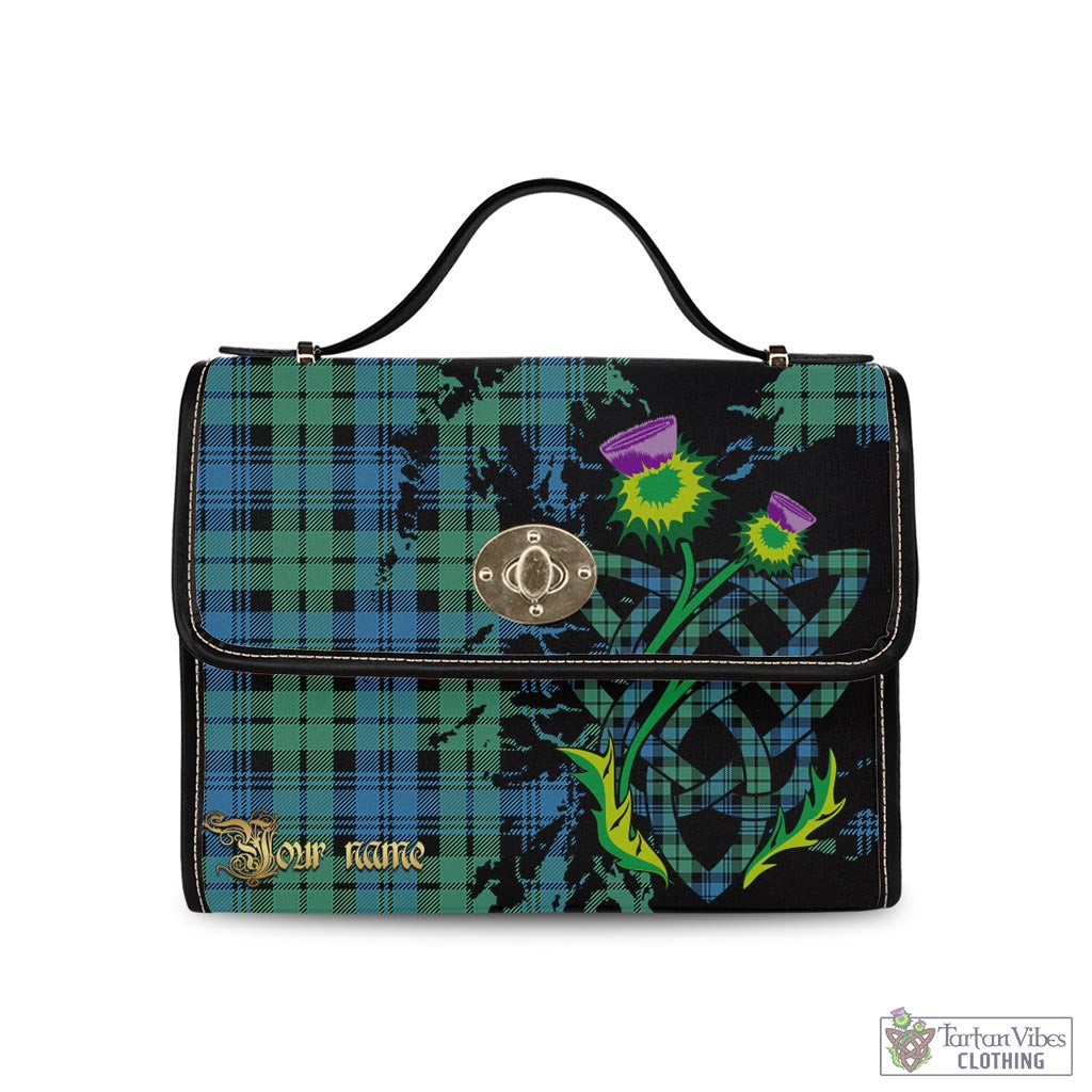 Tartan Vibes Clothing Campbell Ancient #01 Tartan Waterproof Canvas Bag with Scotland Map and Thistle Celtic Accents