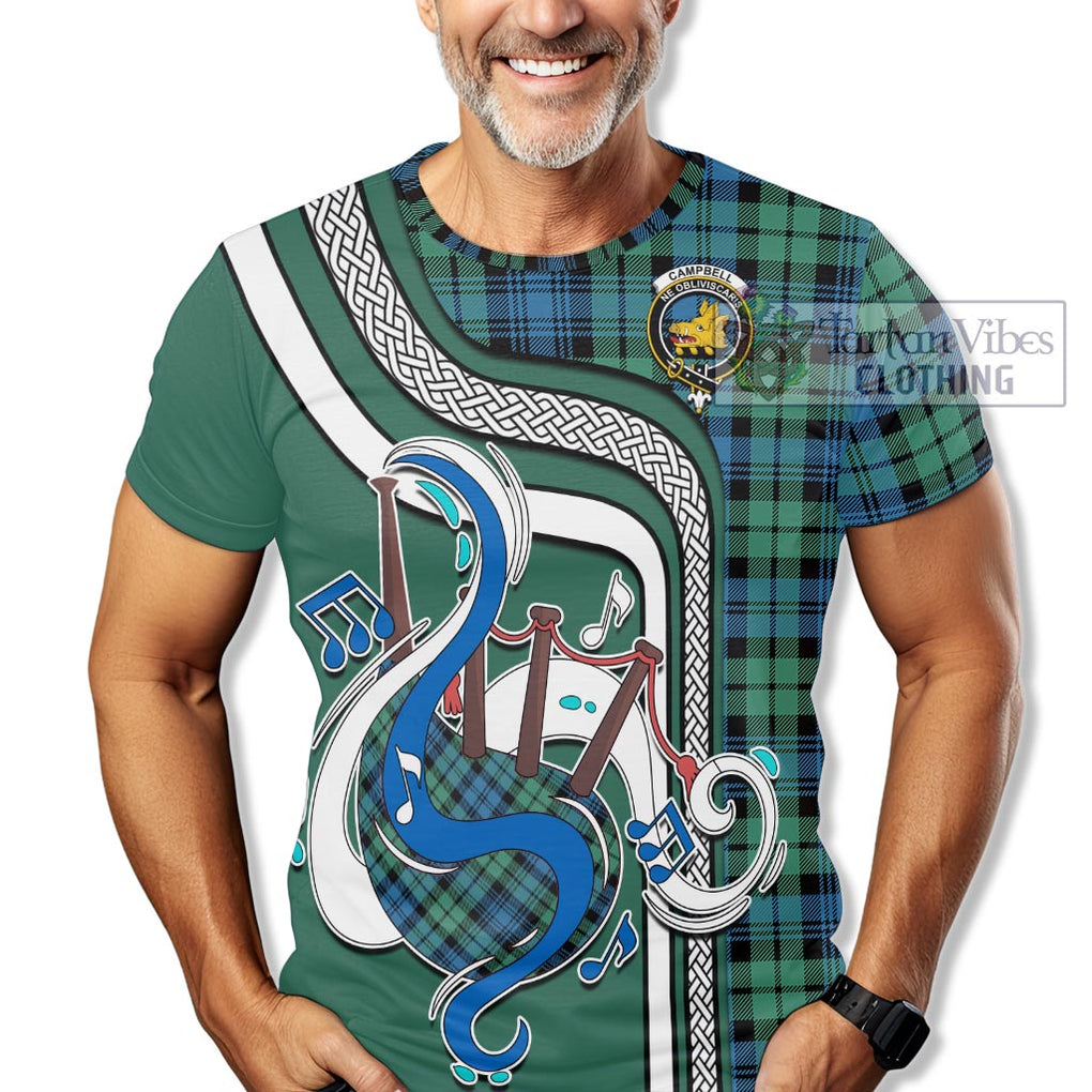 Campbell Ancient 01 Tartan T-Shirt with Epic Bagpipe Style Kid's Shirt - Tartanvibesclothing Shop