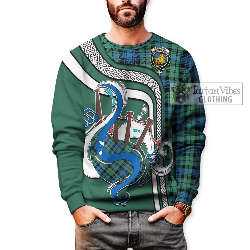 Campbell Ancient 01 Tartan Sweatshirt with Epic Bagpipe Style Unisex - Tartanvibesclothing Shop