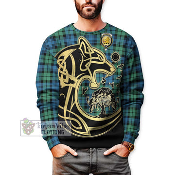 Campbell Ancient 01 Tartan Sweatshirt with Family Crest Celtic Wolf Style