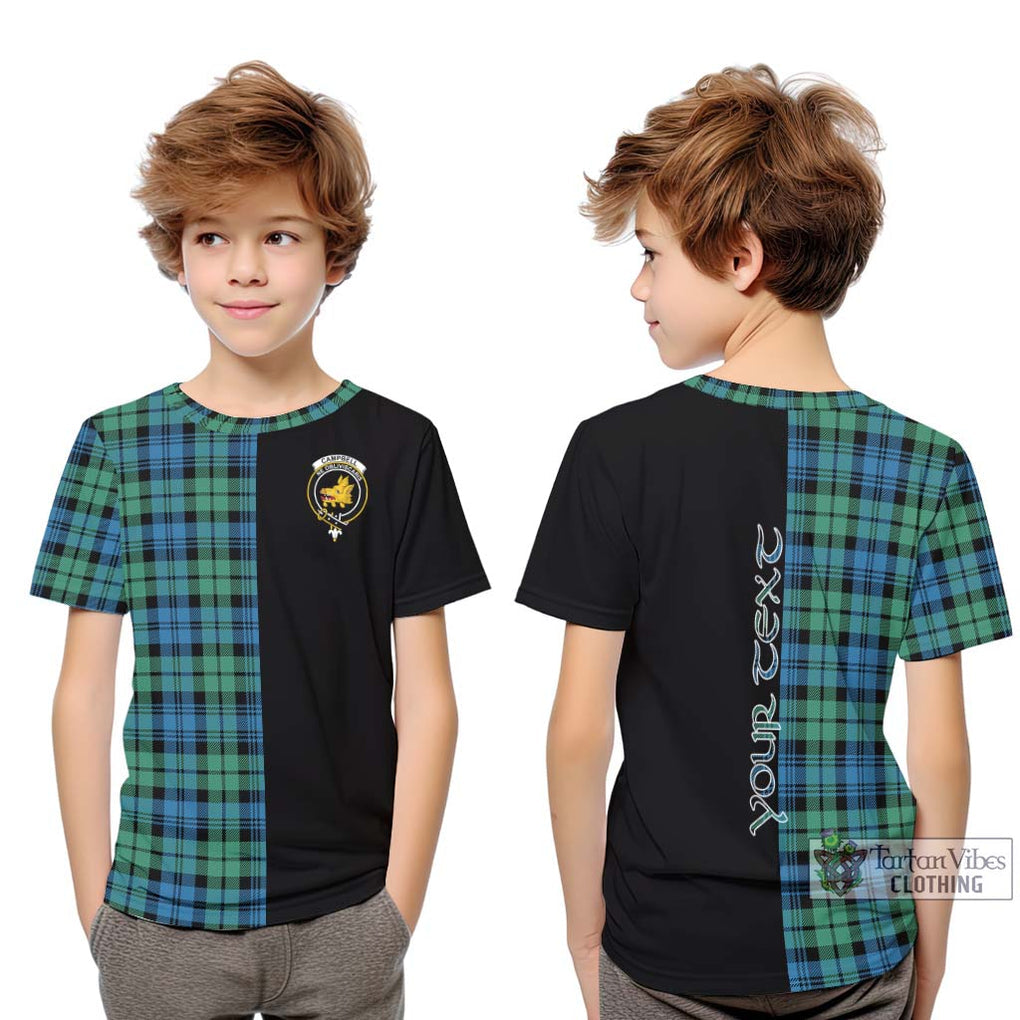 Campbell Ancient 01 Tartan Kid T-Shirt with Family Crest and Half Of Me Style Youth XL Size14 - Tartanvibesclothing Shop