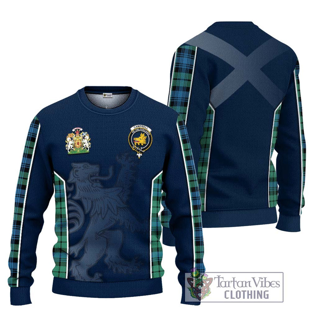 Campbell Ancient 01 Tartan Knitted Sweater with Family Crest and Lion Rampant Vibes Sport Style Unisex - Tartan Vibes Clothing