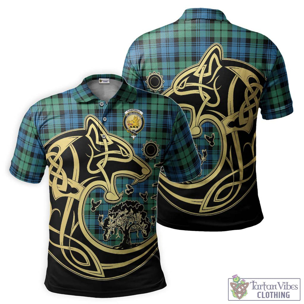 Campbell Ancient 01 Tartan Polo Shirt with Family Crest Celtic Wolf Style Kid - Tartanvibesclothing Shop