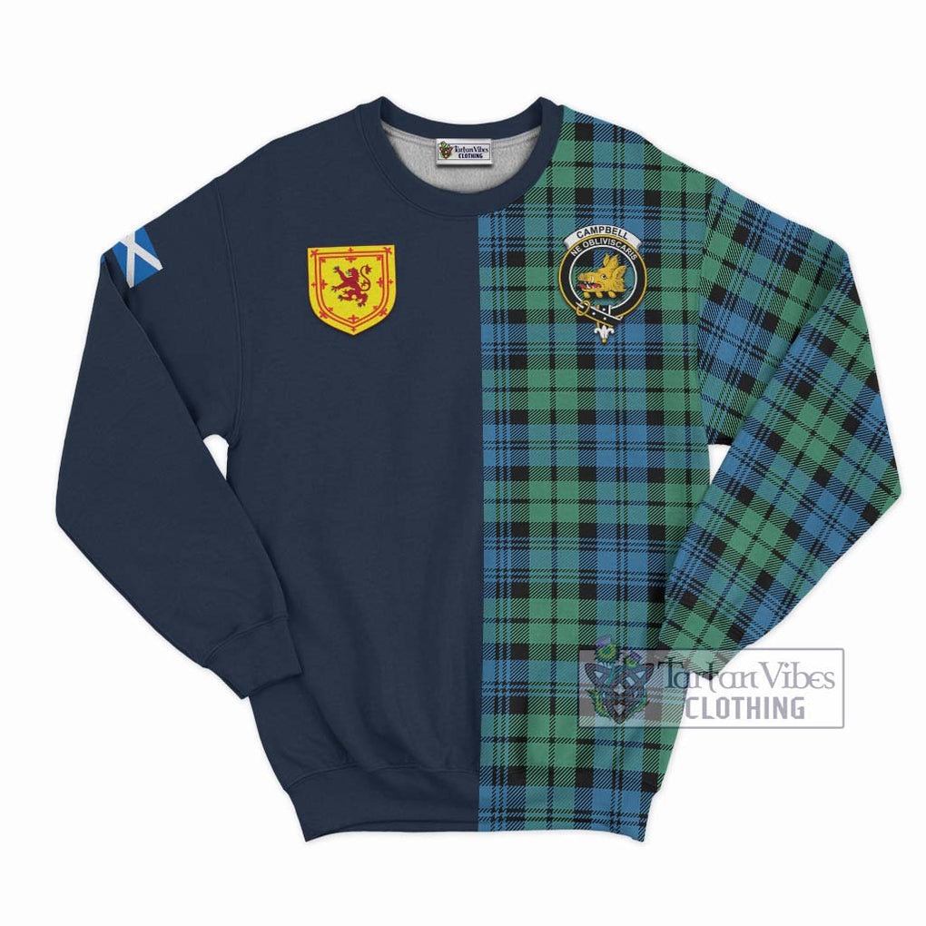 Tartan Vibes Clothing Campbell Ancient 01 Tartan Sweatshirt with Scottish Lion Royal Arm Half Style