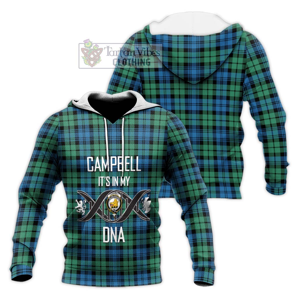 Tartan Vibes Clothing Campbell Ancient 01 Tartan Knitted Hoodie with Family Crest DNA In Me Style