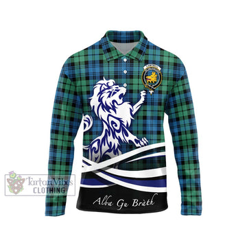 Campbell Ancient 01 Tartan Long Sleeve Polo Shirt with Alba Gu Brath Regal Lion Emblem