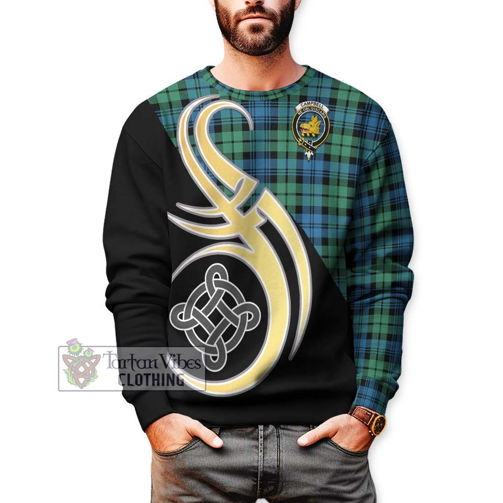 Campbell Ancient 01 Tartan Sweatshirt with Family Crest and Celtic Symbol Style Unisex - Tartan Vibes Clothing